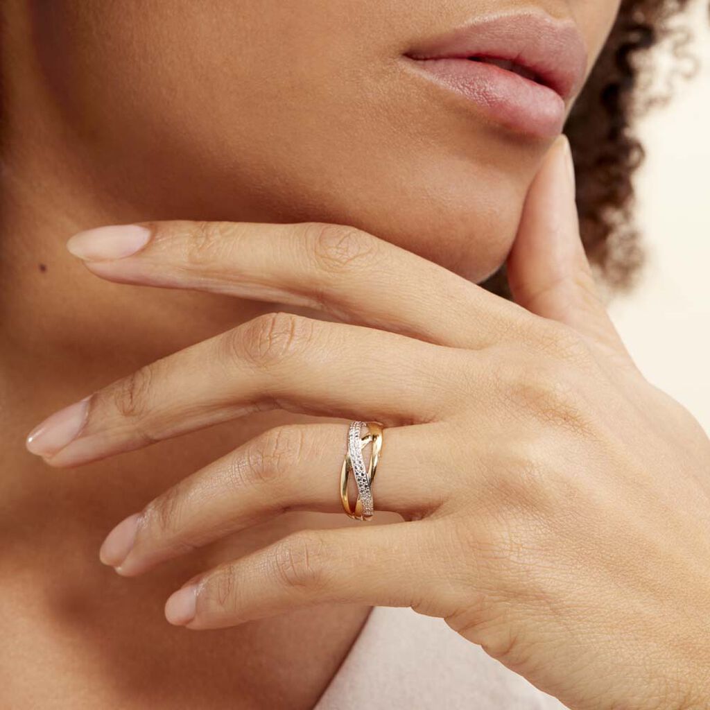 Bague Nuccia Or Bicolore Diamant - Bagues avec pierre Femme | Histoire d’Or