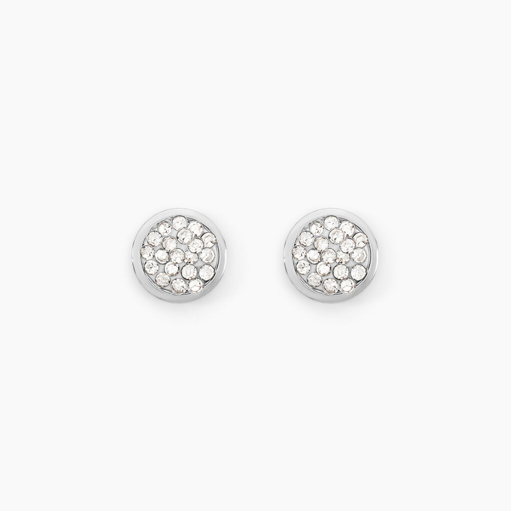 Boucles D'oreilles Puces Or Blanc Strass - Clous d'oreilles Femme | Histoire d’Or