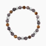Bracelet Naturel Acier Argent&eacute; Jaspe Africain - Bracelets Lithoth&eacute;rapie Homme | Histoire d&rsquo;Or