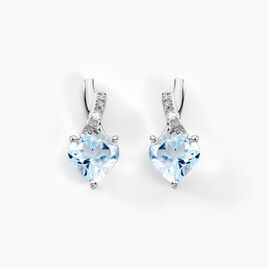 Boucles D'oreilles Or Blanc Clothilde Topazes Oxydes - Clous d'oreilles Femme | Histoire d’Or