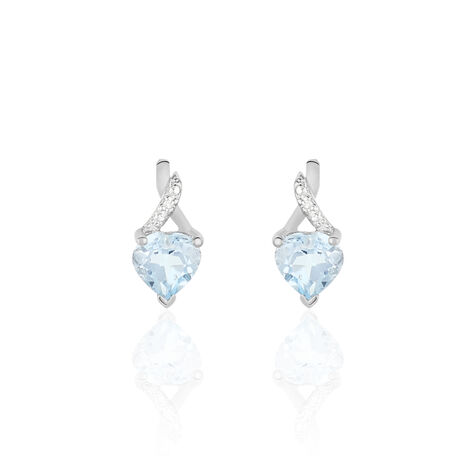 Boucles D'oreilles Or Blanc Clothilde Topazes Oxydes - Clous d'oreilles Femme | Histoire d’Or
