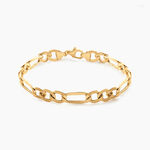 Bracelet Or Jaune Maille Altern&eacute;e - Bracelets cha&icirc;ne Homme | Histoire d&rsquo;Or