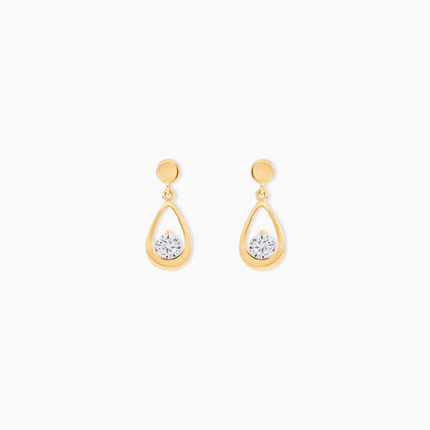Boucles D'oreilles Pendantes Phaenna Or Jaune Oxyde De Zirconium - Boucles d'oreilles pendantes Femme | Histoire d&rsquo;Or