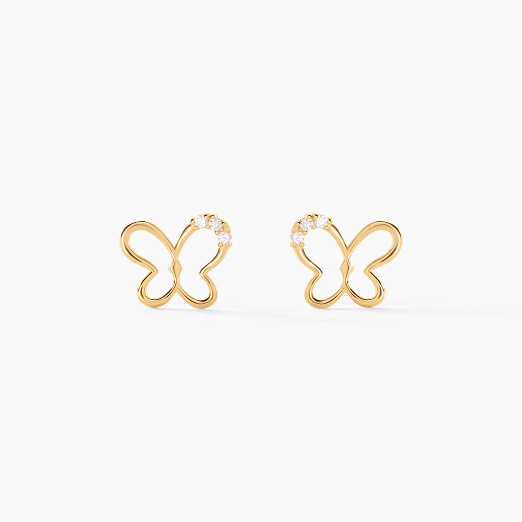 Boucles D'oreilles Puces Camomille Or Jaune Oxyde De Zirconium - Clous d'oreilles Enfant | Histoire d&rsquo;Or