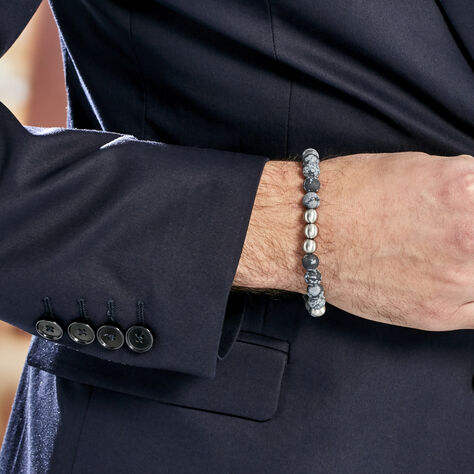 Bracelet Adonis Acier Blanc Pierre De Synthese - Bracelets fantaisie Homme | Histoire d’Or