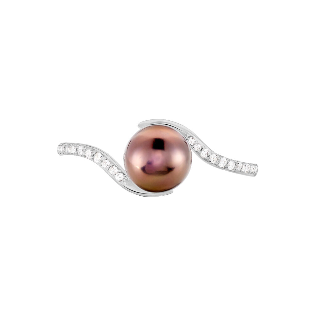 Bague Anais Or Blanc Perle De Culture Et Oxyde De Zirconium - Bagues solitaires Femme | Histoire d’Or
