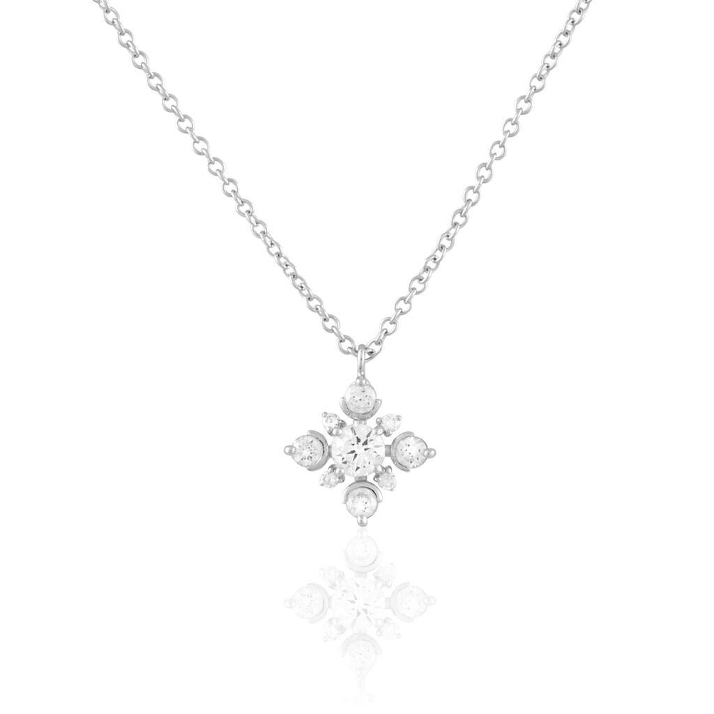 Collier Flocon Argent Blanc Oxyde De Zirconium - Colliers fantaisie Femme | Histoire d’Or
