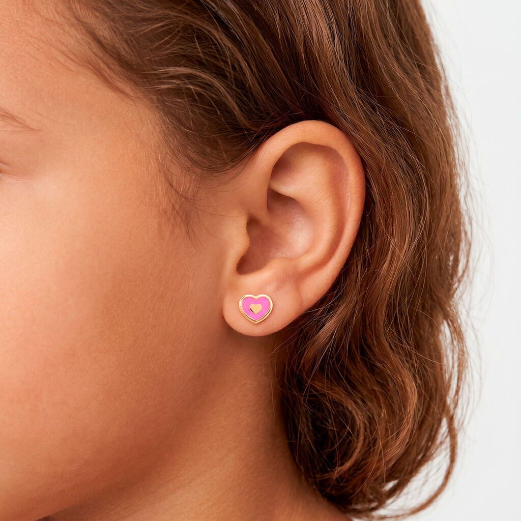 Boucles D'oreilles Puces Cintae Or Jaune - Clous d'oreilles Enfant | Histoire d&rsquo;Or