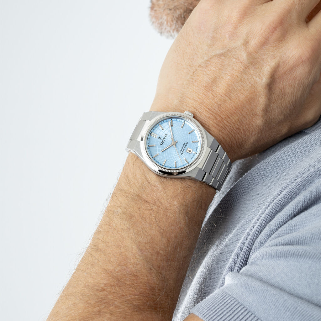 Montre Festina Swiss Made 40 Bleu Sky - F&ecirc;te des p&egrave;res Homme | Histoire d&rsquo;Or