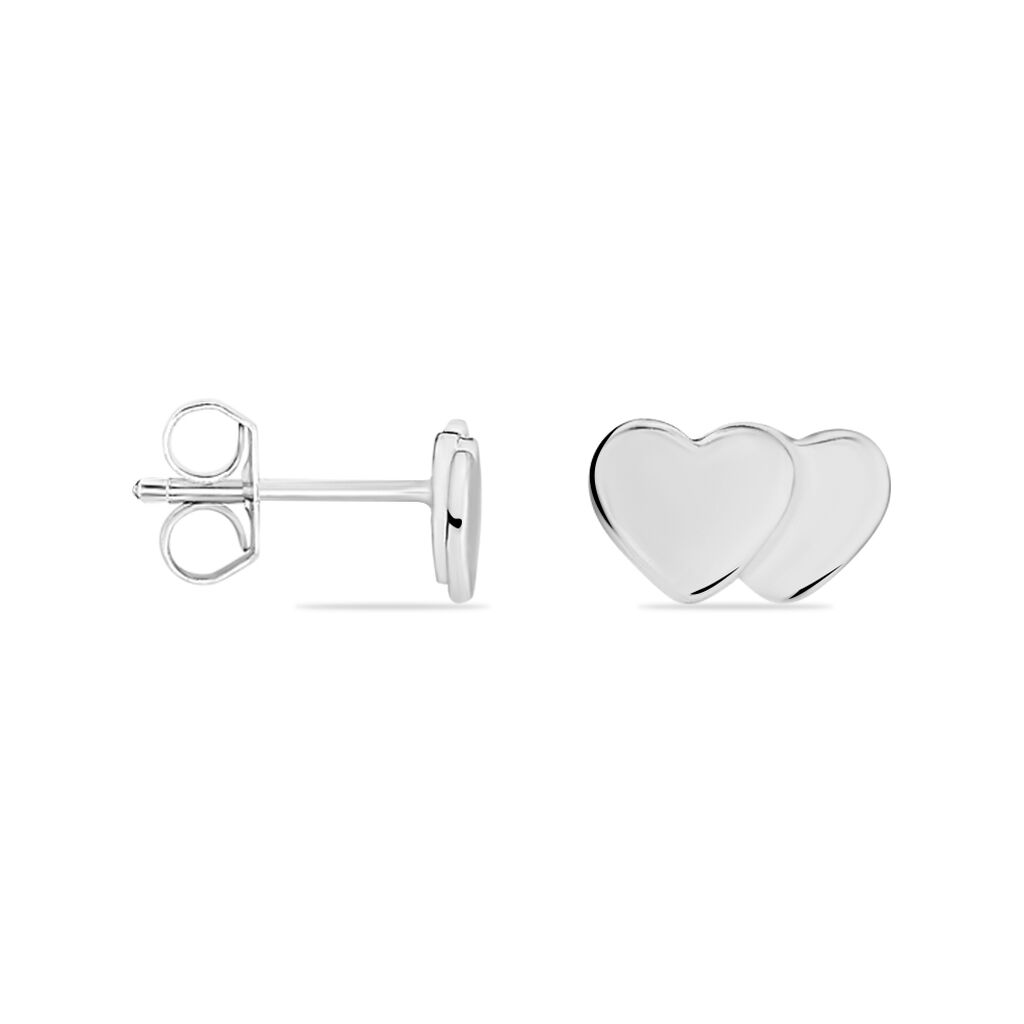 Boucles D'oreilles Puces Collinette Argent Blanc - Boucles d'oreilles fantaisie Femme | Histoire d’Or