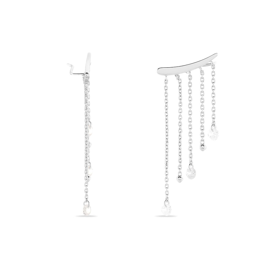 Boucles D'oreilles Pendantes Cainan Argent Blanc Oxyde De Zirconium - Boucles d'oreilles fantaisie Femme | Histoire d&rsquo;Or