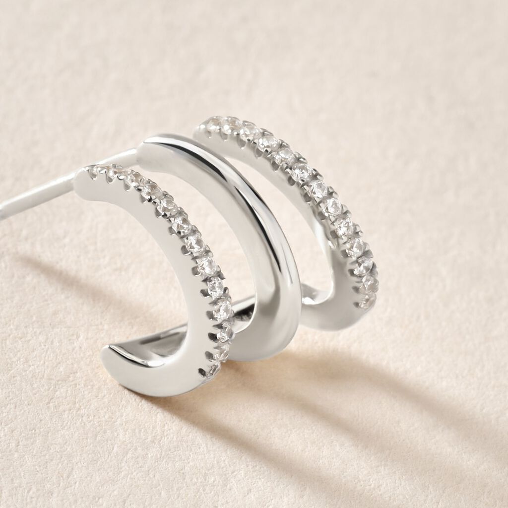 Boucle D'oreille Unitaire Minty Argent Blanc Oxyde De Zirconium - Boucles d'oreilles créoles Femme | Histoire d’Or