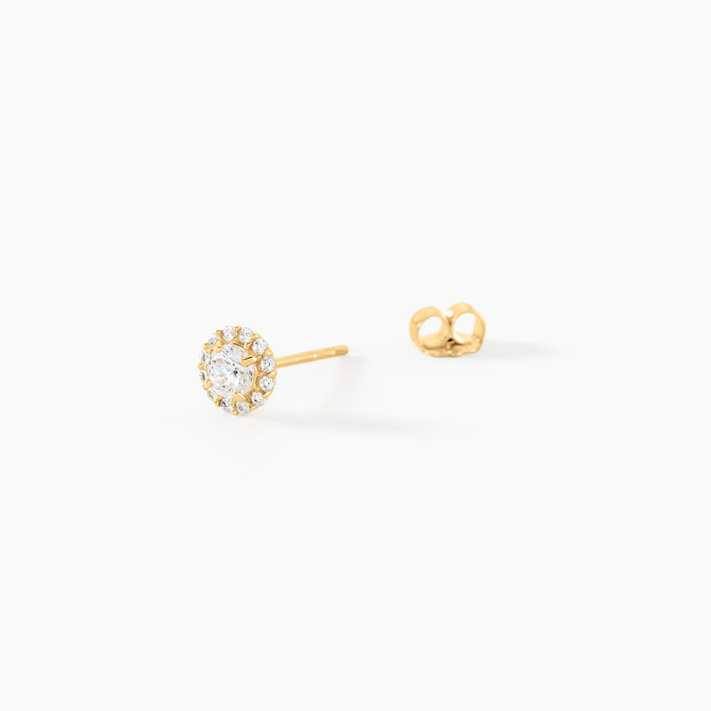 Boucles D'Oreilles Puces Edeline Or Jaune Oxyde De Zirconium - Boucles d'oreilles 18 carats Femme | Histoire d&rsquo;Or