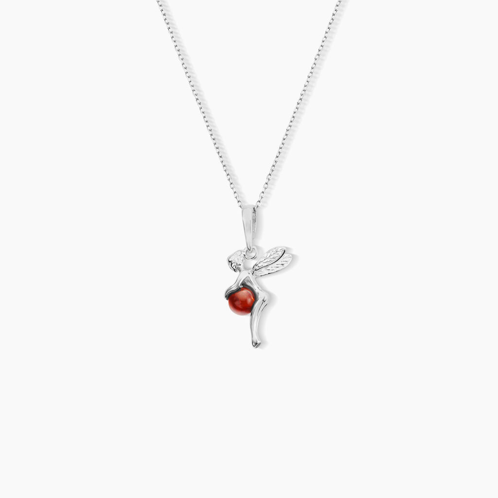 Pendentif Fée Pierre Ambre - Argent 925/1000, Sans Nickel - Bijou Fantaisie Élégant