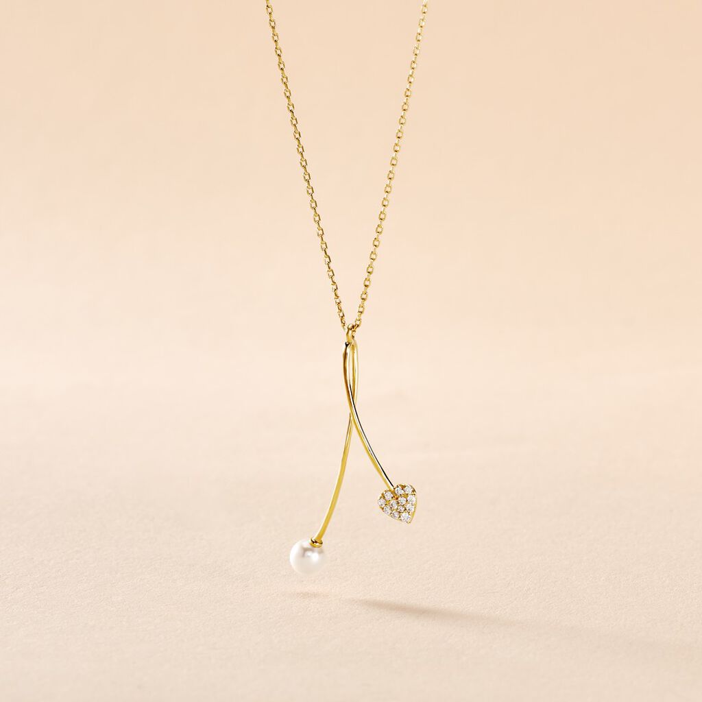 Collier Lucija Or Jaune Perle De Culture Et Oxyde De Zirconium - Colliers Femme | Histoire d&rsquo;Or