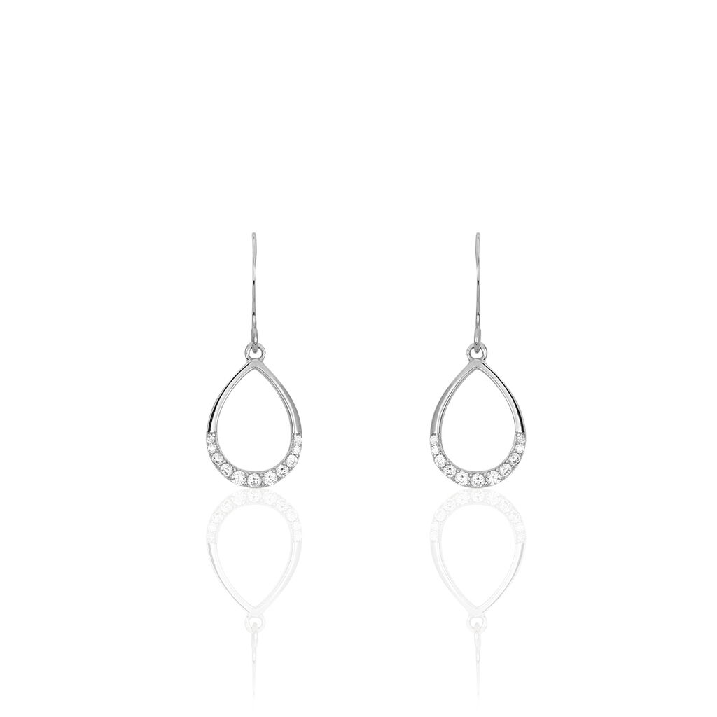 Boucles D'oreilles Pendantes Nicole Argent Blanc Oxyde De Zirconium - Boucles d'oreilles fantaisie Femme | Histoire d’Or