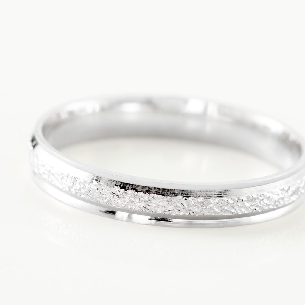 Alliance Caroline Sablee Ruban Plat Or Blanc - Alliances Unisex | Histoire d&rsquo;Or