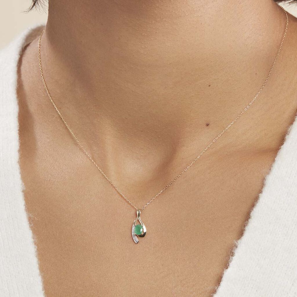 Collier Sagesse Or Jaune Emeraude Et Diamant - Colliers Femme | Histoire d’Or