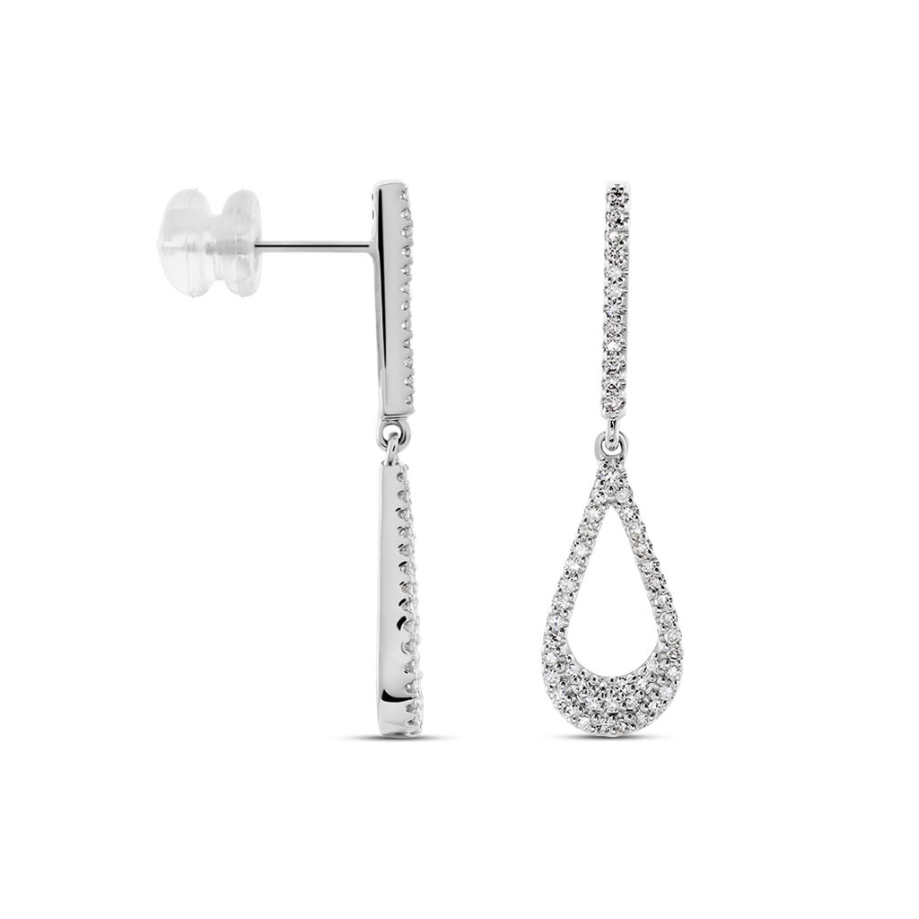 Boucles D'oreilles Pendantes Or Blanc Abilene Diamants - Boucles d'oreilles pendantes Femme | Histoire d’Or