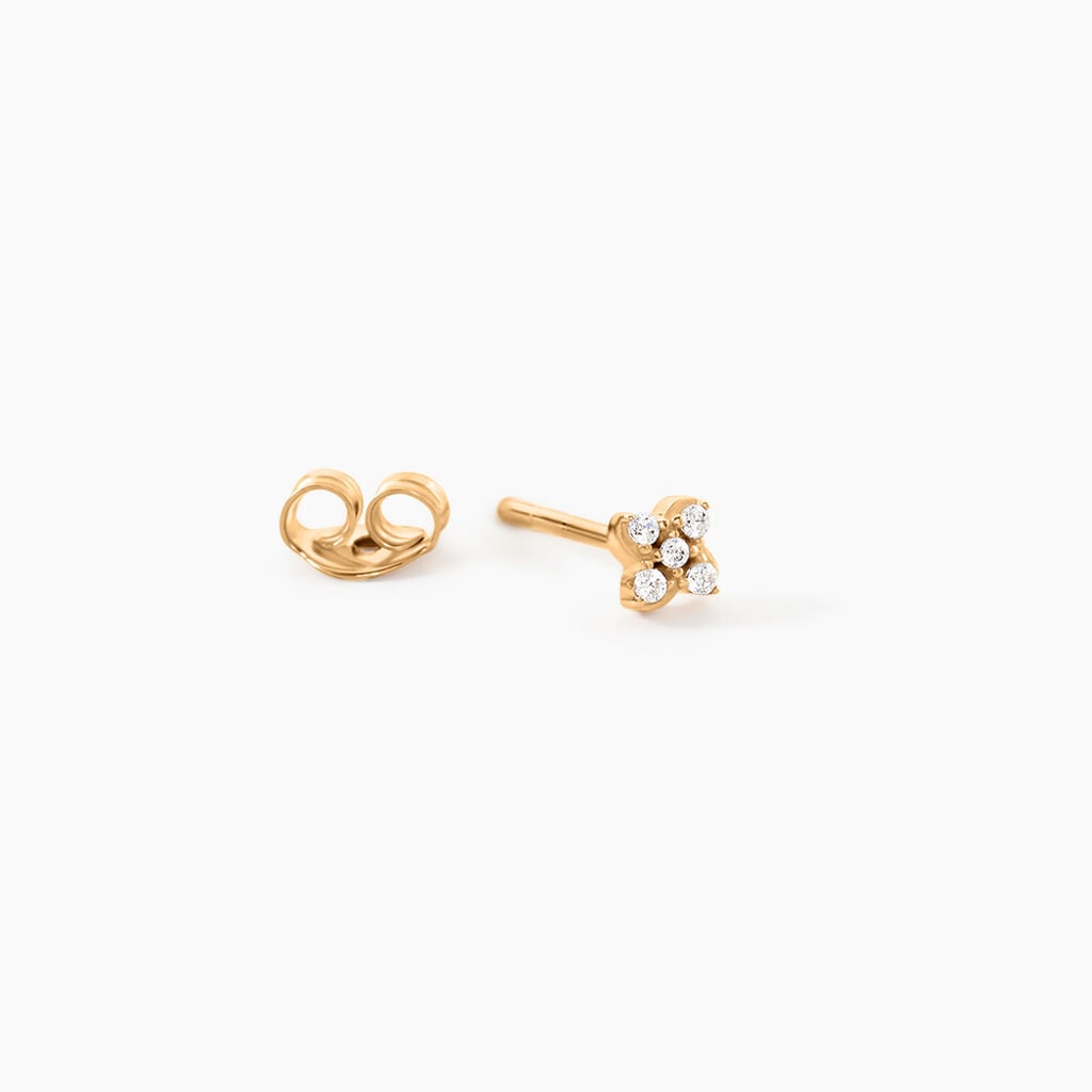 Boucles D'Oreilles Puces Monya Plaqu&eacute; Or Jaune Oxyde De Zirconium - Boucles d'oreilles fantaisie Femme | Histoire d&rsquo;Or
