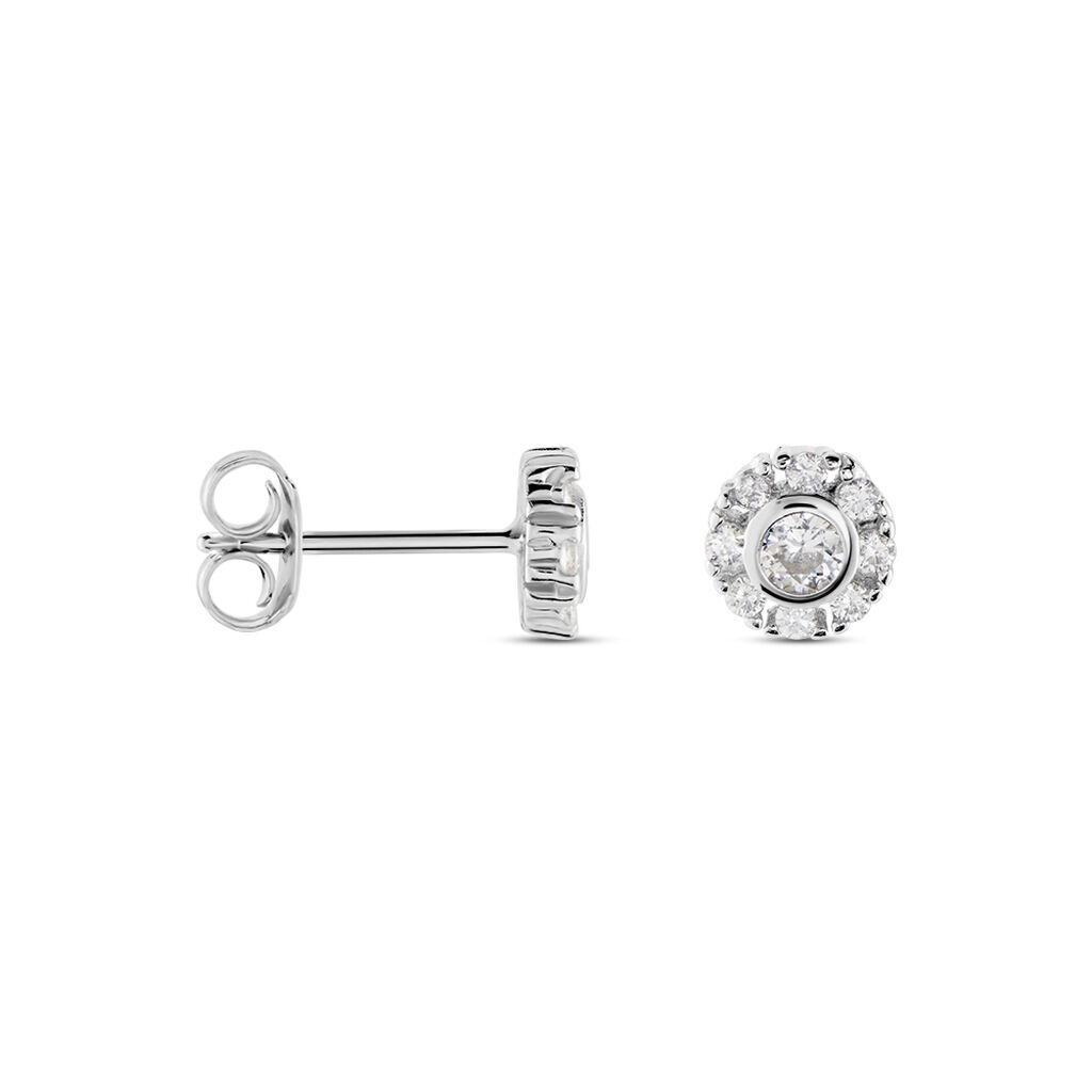 Boucles D'oreilles Puces Argent Blanc Gwenegan Oxydes De Zirconium - Boucles d'oreilles fantaisie Femme | Histoire d’Or