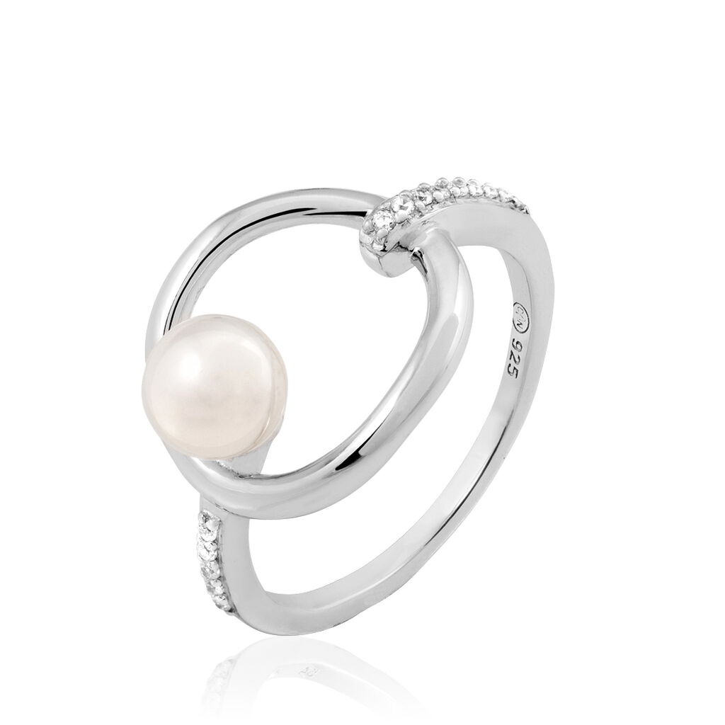 Bague Tiguide Argent Blanc Perle D'imitation Et Oxyde De Zirconium - Bagues solitaires Femme | Histoire d’Or