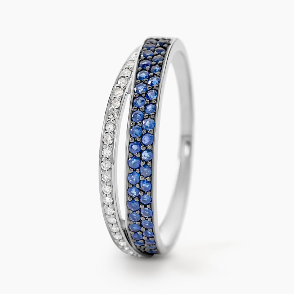 Bague Agapanthe Or Blanc Saphir Et Diamant - Bagues avec pierre Femme | Histoire d’Or