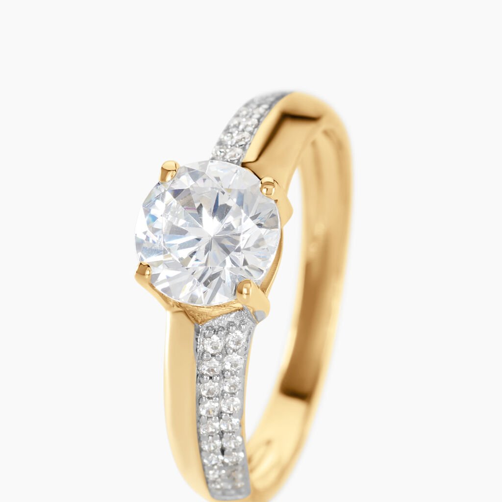 Bague Solitaire Messine Or Jaune Oxyde De Zirconium - Bagues solitaires Femme | Histoire d&rsquo;Or