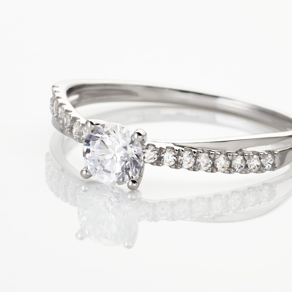 Bague Solitaire Kanel Or Blanc Oxyde De Zirconium - Bagues solitaires Femme | Histoire d&rsquo;Or