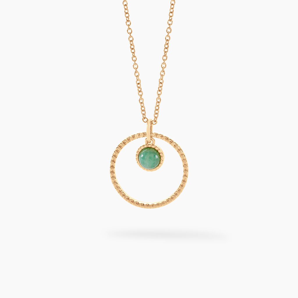 Collier Amalthea Plaqué Or Doré Aventurine Vert - Colliers fantaisie Femme | Histoire d’Or
