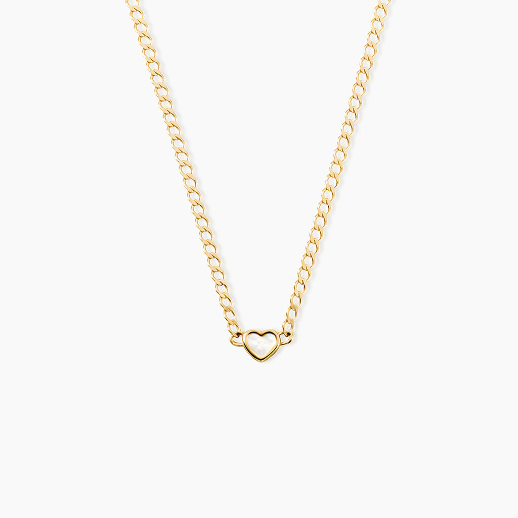 Collier Sweetheart Argent Dor&eacute; A L'Or 750/1000 Nacre - Bijoux avec pierres Femme | Histoire d&rsquo;Or