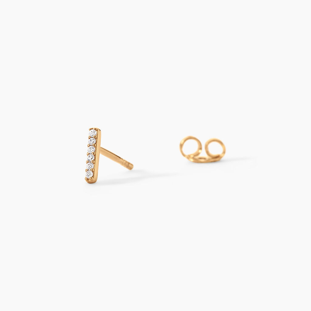 Boucles D'Oreilles Puces Carmelia Plaqu&eacute; Or Jaune Oxyde De Zirconium - Boucles d'oreilles fantaisie Femme | Histoire d&rsquo;Or