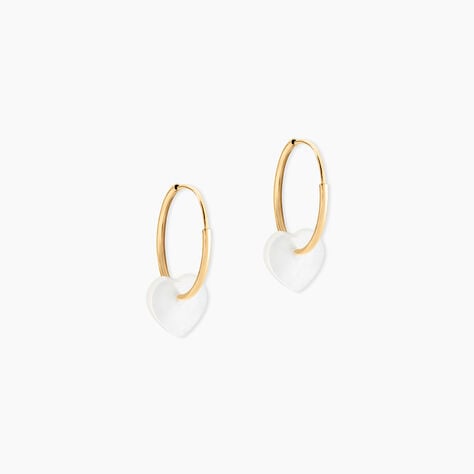 Creoles Or Jaune Vicenze Nacre - Boucles d'oreilles cr&eacute;oles Enfant | Histoire d&rsquo;Or
