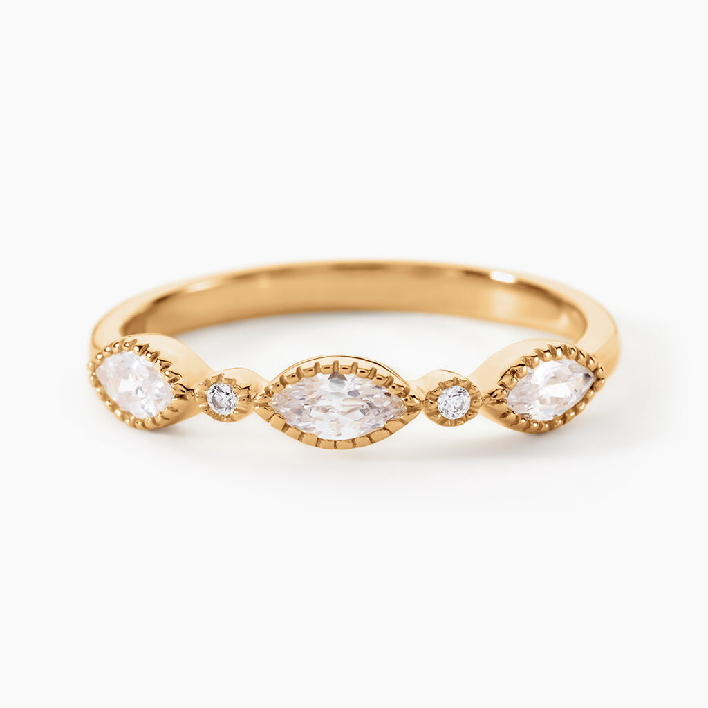 Bague Harmonie Plaque Or Jaune Oxyde De Zirconium - Bagues avec pierre Femme | Histoire d&rsquo;Or