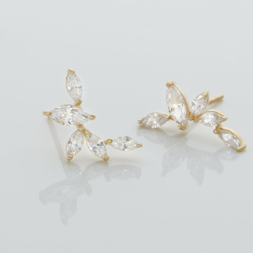 Boucles D'oreilles Barrettes Youssa Barrettes 5 Or Jaune Oxydes - Boucles d'oreilles pendantes Femme | Histoire d’Or