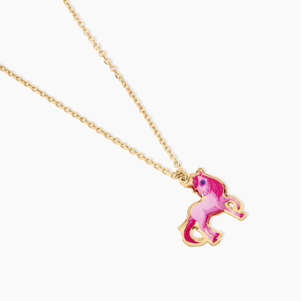 Collier Fantasia Cheval Argent Dor&eacute; A L'Or 750/1000 - Bijoux sans pierre Enfant | Histoire d&rsquo;Or