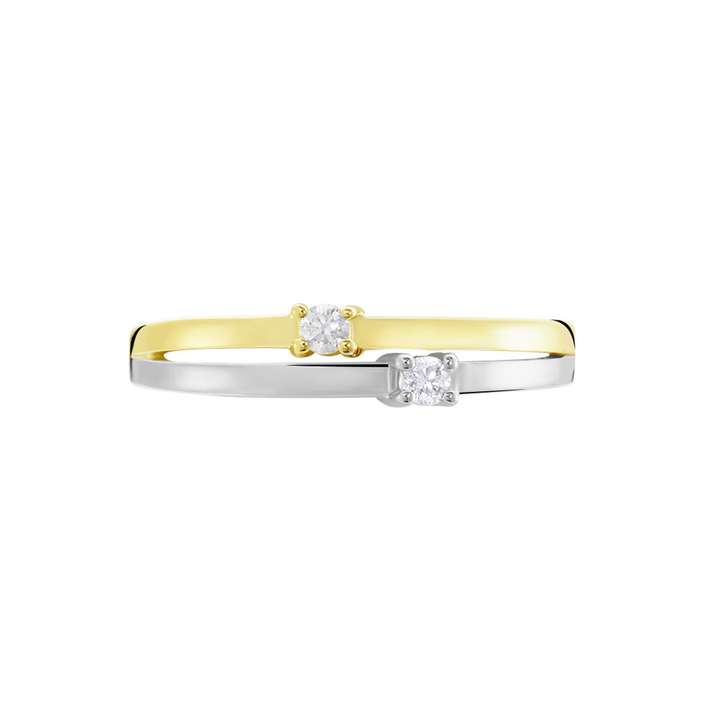 Bague Superposition Or Bicolore Diamant - Bagues avec pierre Femme | Histoire d’Or