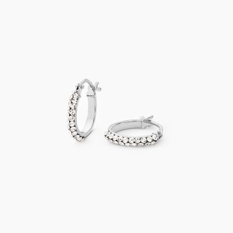Créoles Sandrine Or Blanc Strass - Boucles d'oreilles créoles Femme | Histoire d’Or