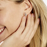 Boucles D'oreilles Sagesse Or Blanc Topaze Oxyde - Clous d'oreilles Femme | Histoire d&rsquo;Or