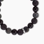 Bracelet Naturel Acier Argent&eacute; Pierre De Lave Jaspe Africain Agate - Bracelets Lithoth&eacute;rapie Homme | Histoire d&rsquo;Or