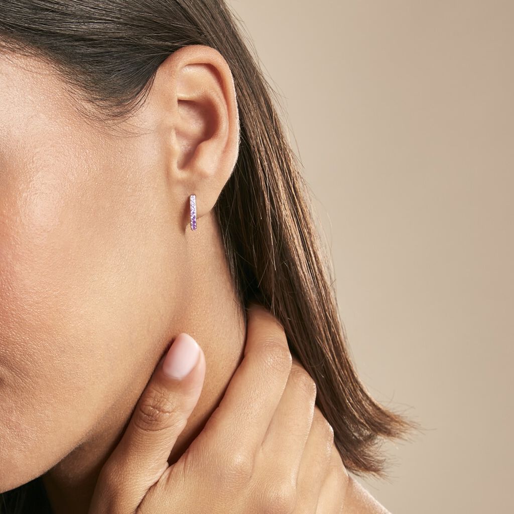 Créoles Rio Argent Blanc Oxyde De Zirconium - Boucles d'oreilles créoles Femme | Histoire d’Or