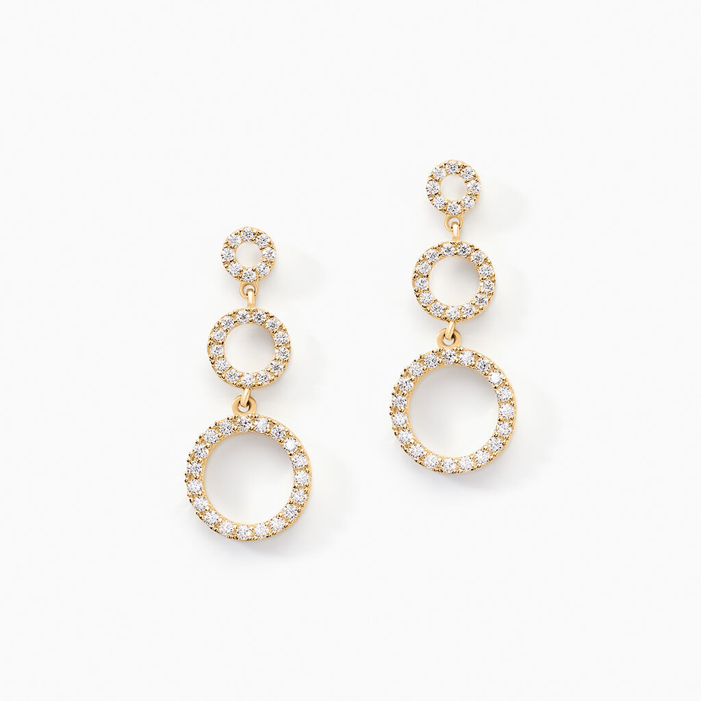 Boucles D'oreilles Pendantes Camron Or Jaune Oxyde De Zirconium - Boucles d'oreilles pendantes Femme | Histoire d’Or