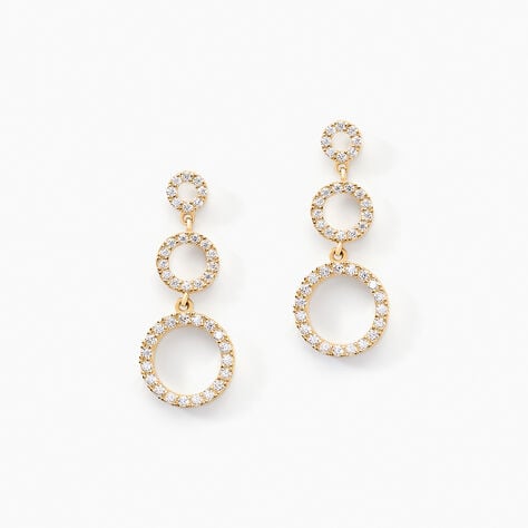 Boucles D'oreilles Pendantes Camron Or Jaune Oxyde De Zirconium - Boucles d'oreilles pendantes Femme | Histoire d’Or