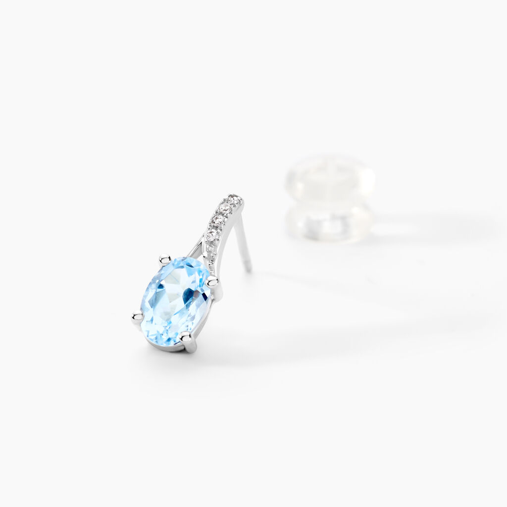 Boucles D'oreilles Audea Or Blanc Topaze Et Oxyde De Zirconium - Boucles d'oreilles pendantes Femme | Histoire d’Or