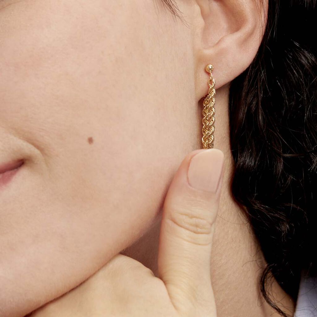 Boucles D'oreilles Pendantes Jerry Corde Or Jaune - Boucles d'oreilles pendantes Femme | Histoire d’Or