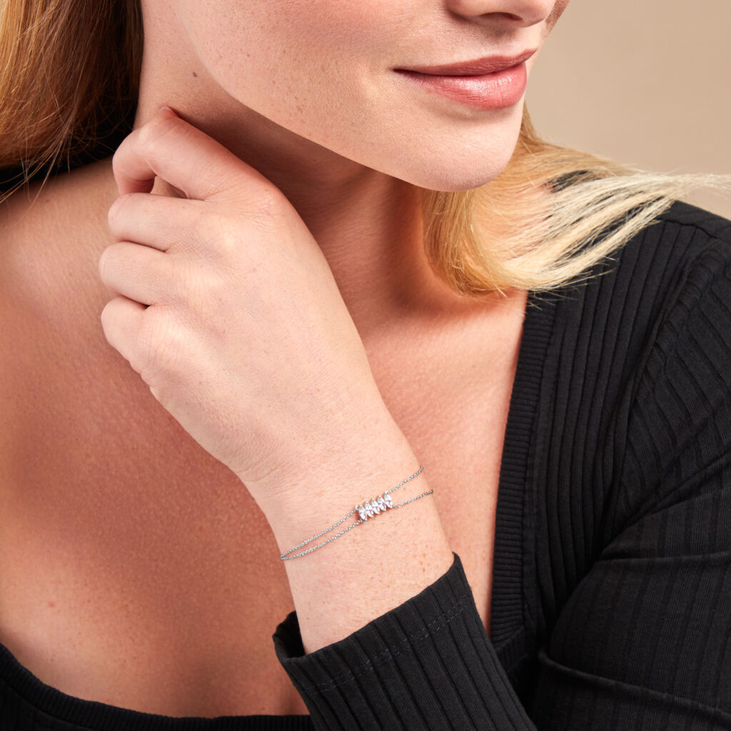 Bracelet Navette Argent Blanc Oxyde De Zirconium - Bracelets Femme | Histoire d’Or