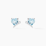 Boucles D'oreilles Puces Eva Or Blanc Topaze Et Oxyde De Zirconium - Clous d'oreilles Femme | Histoire d&rsquo;Or