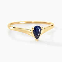 Bague Solitaire Goutte Or Jaune Saphir
