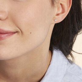 Boucles D'oreilles Puces Eleanor Fleur Or Blanc Oxyde De Zirconium - Clous d'oreilles Femme | Histoire d’Or