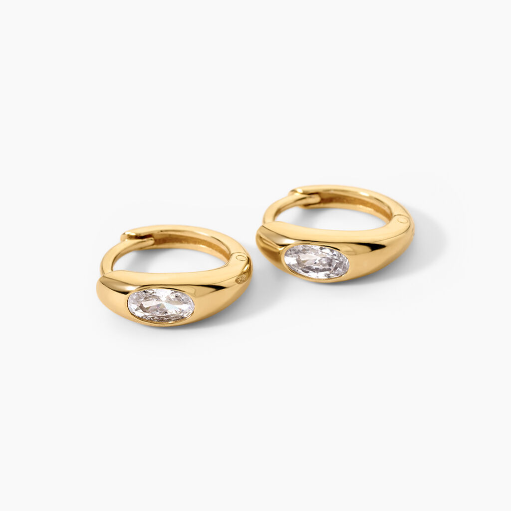 Cr&eacute;oles Sunset Riviera Argent Dor&eacute; A L'Or 750/1000 Oxyde De Zirconium - Boucles d'oreilles cr&eacute;oles Femme | Histoire d&rsquo;Or